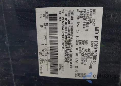 2017 Ford Edge Sel z USA, uszkodzony, nr VIN 2FMPK4J92HBB58536